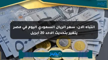 انتباه الآن: سعر الريال السعودي اليوم في مصر يتغير بتحديث الأحد 20 أبريل